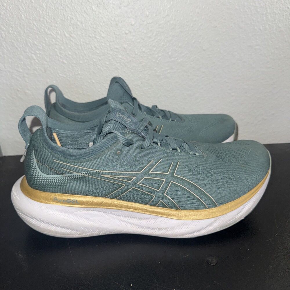 Asics Gel-Nimbus 25 Women Running Shoes Blue Gold 1012B356 Size 10